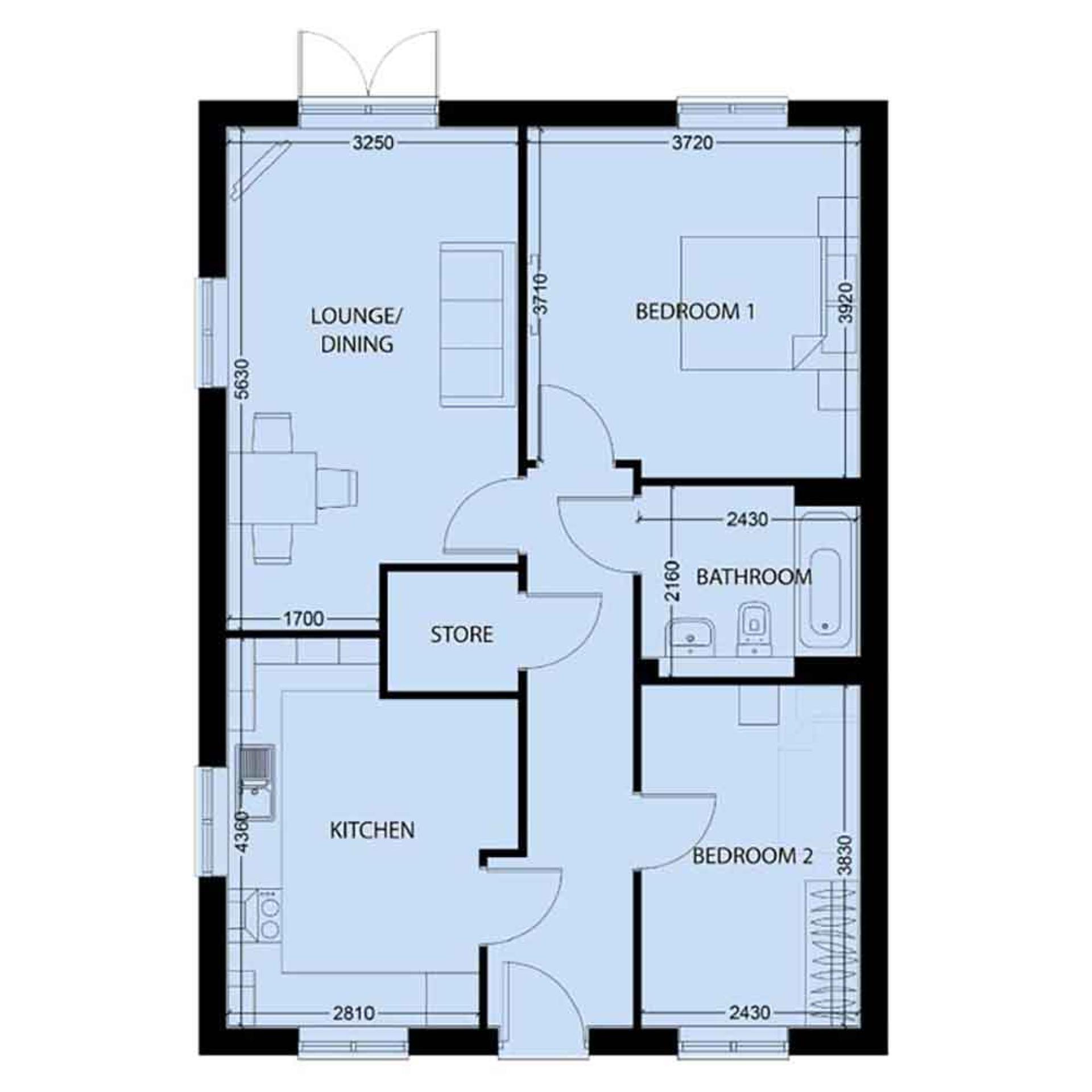 2 Bedroom Bungalow Floor Plans Uk